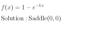 The f(x)=1-e^{-kx} is Saddle(0,0)